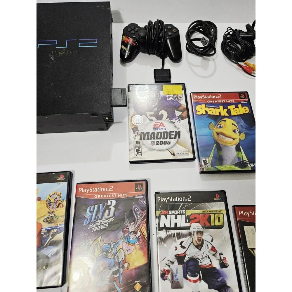 Sony 2 Console Bundle with Black PS2 and Multiple Games - Black